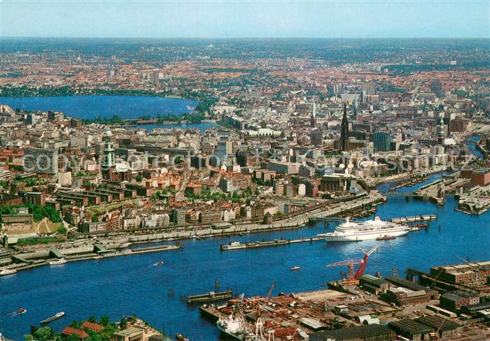 HAMBURG  CITY Panorama vom Hafen Richtung Stadt