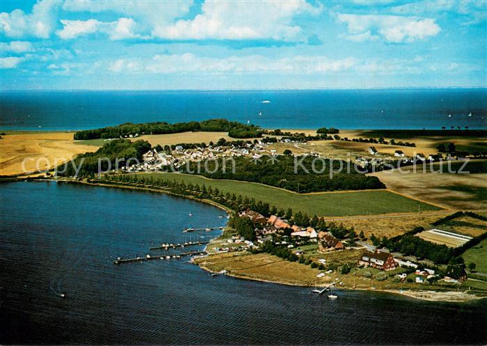 Maasholm Panorama Blick ueber die Schlei Maasholm Bad und Ostsee