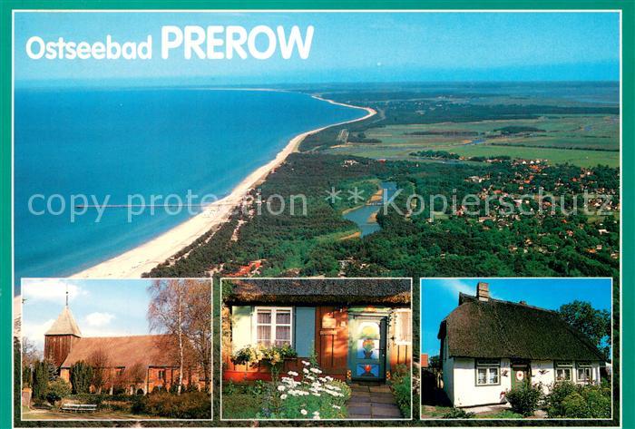 Prerow Ostseebad Panorama Fischland Darss Zingst Fliegeraufnahme Kirche Wohnhaeu