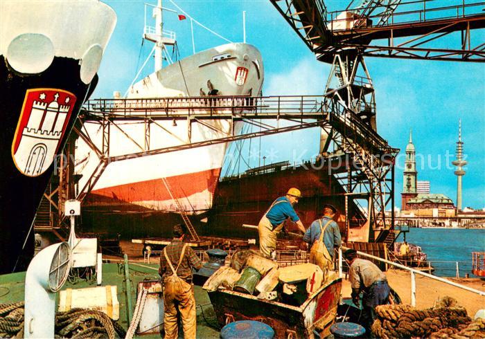 HAMBURG  CITY Auf der Werft mit Blick auf St Michaeliskirche und Fernsehturm