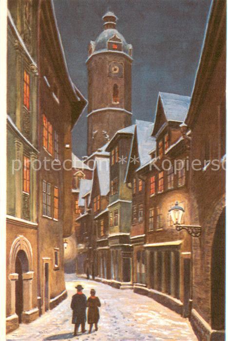 Jena  Thueringen Winterstimmung in der Rathausgasse 1928 Zeichnung