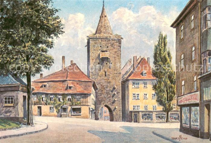 Jena  Thueringen Johannistor und Johannisplatz um 1945 Kuenstlerkarte