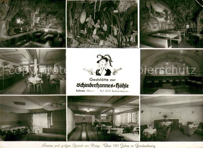 Sohren Gaststaette zur Schinderhannes Hoehle Gastraeume Kegelbahn Bueffet mit Sc