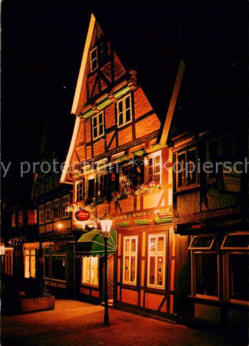 Celle Niedersachsen Angestrahltes Fachwerkhaus in der Neuen Strasse