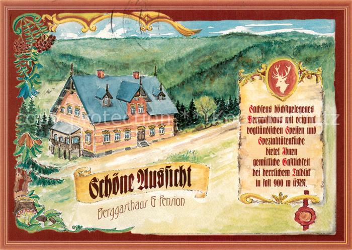 Klingenthal Vogtland Berggasthaus Pension Schoene Aussicht Kuenstlerkarte
