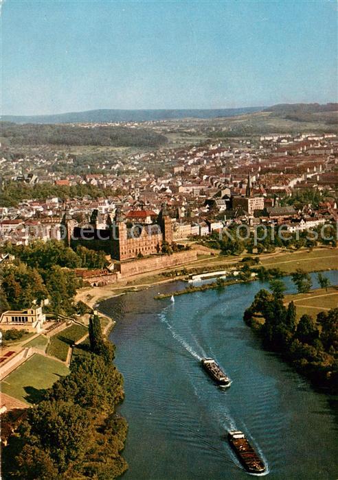 Aschaffenburg Main Blick auf Pompeianum und Schloss