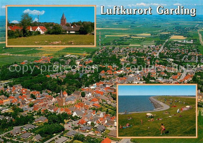 Garding Luftkurort Fliegeraufnahme Motiv mit Kirche Promenade Kueste