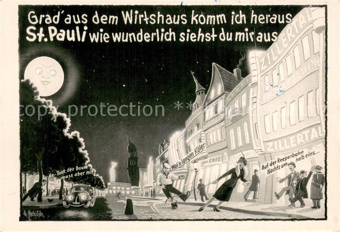 St Pauli Hamburg Witz-Karte Nachtleben