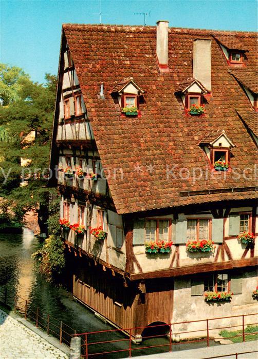 Ulm  Donau Schiefes Haus Bach