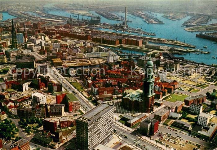 HAMBURG  CITY Fliegeraufnahme Michel Ost-West-Strasse Hafen