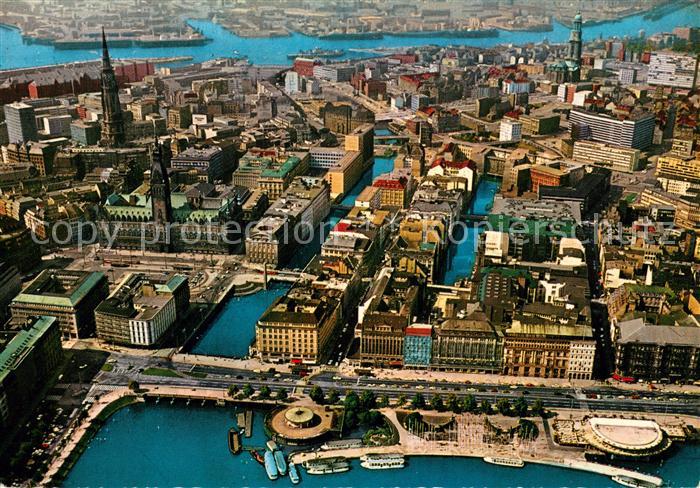 HAMBURG  CITY Fliegeraufnahme Binnenalster Jungfernstieg Hafen Stadt