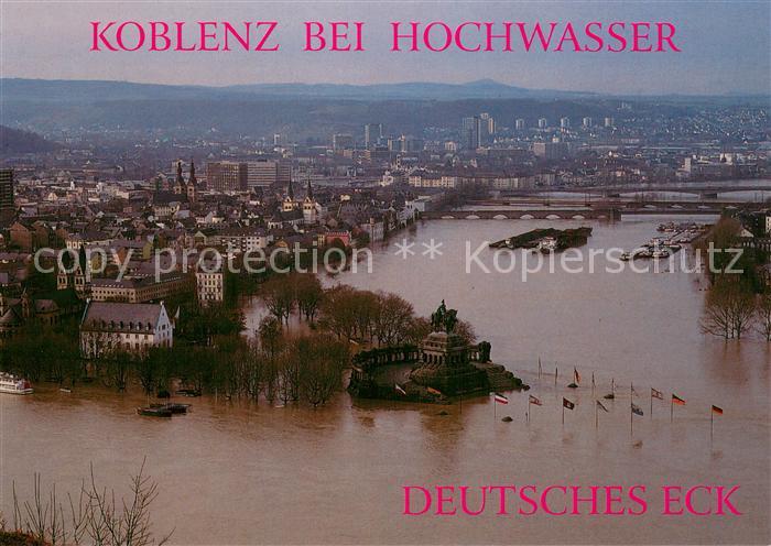 Koblenz  Rhein Koblenz bei Hochwasser