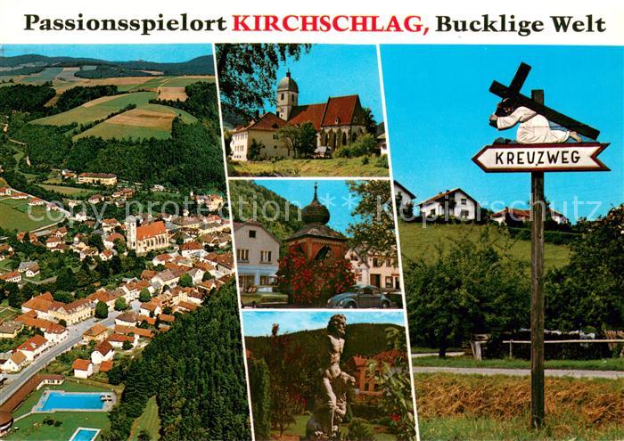 Kirchschlag Buckligen Welt Passionsspielort Luftbild Kreuzweg Kirche Statue