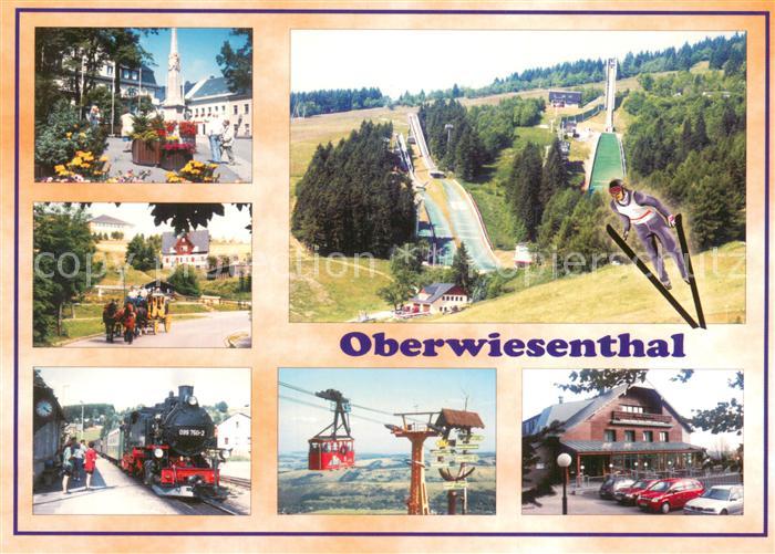Oberwiesenthal Erzgebirge Marktplatz Postdistanzsaeule Postkutsche Fichtelbergba