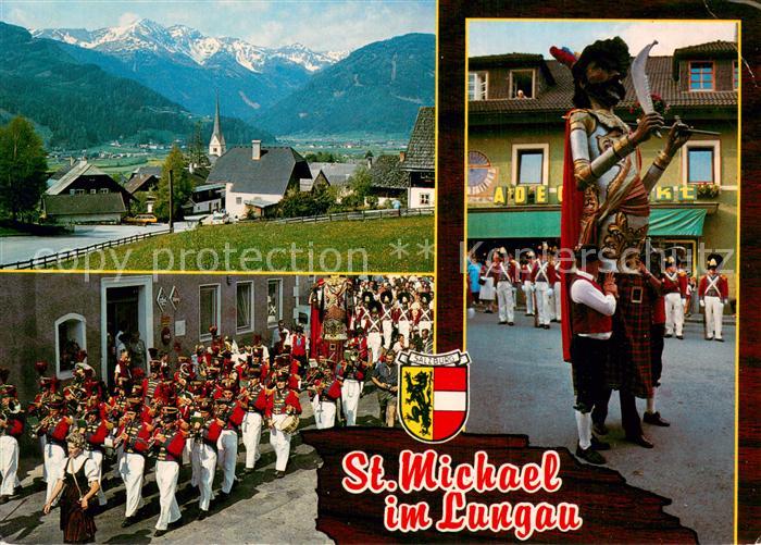 St Michael Lungau Festumzug Ortsansicht mit Kirche Alpen