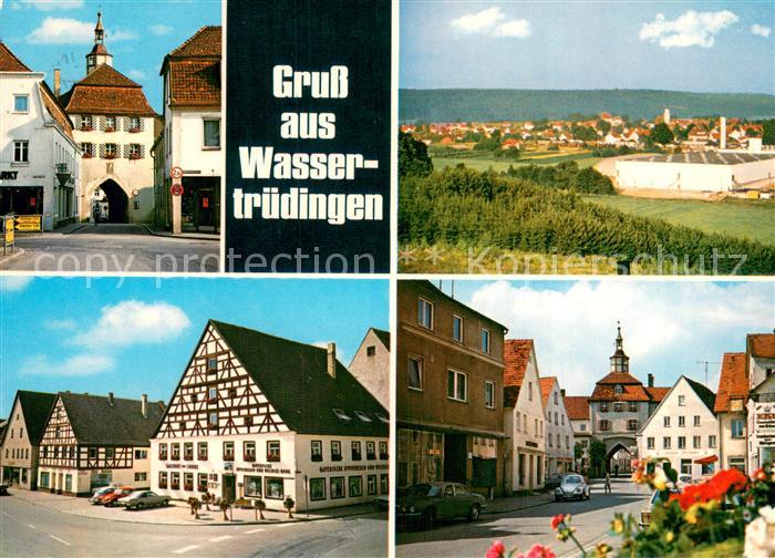 Wassertruedingen Stadttor Panorama Fachwerkhaeuser Ortspartie