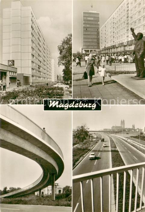 MAGDEBURG  CITY Luebecker Strasse Karl Marx Strasse Erich Weinert Denkmal Haus d