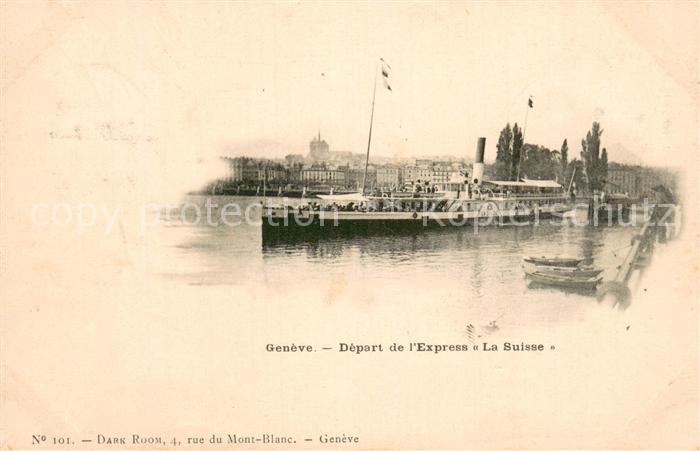 Dampfer Seitenrad Geneve Depart de l´Express La Suisse