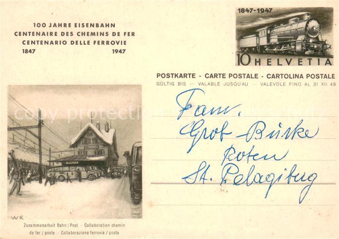 Postbus Bahn PosCentenaire des Chemins de fer Centenario delle ferrovie