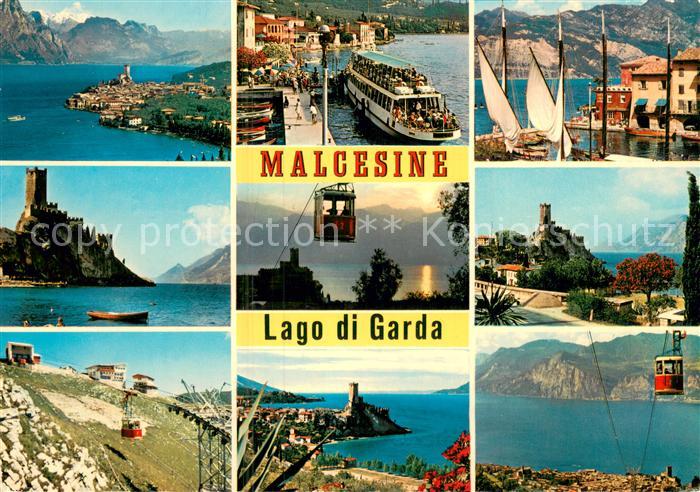 Malcesine Lago di Garda Fahrgastschiff Hafen Schloss Seilbahn