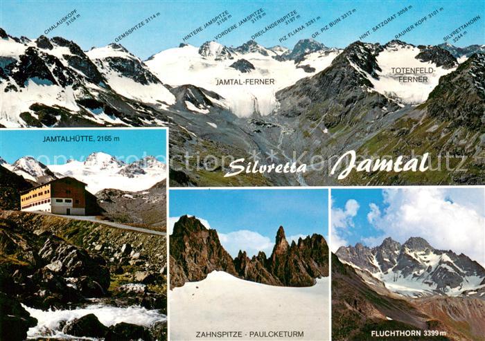 Jamtalhuette 2165m Sivretta AT Panorama Jamtalhuette Zahnspitze Paulcketurm Fluc