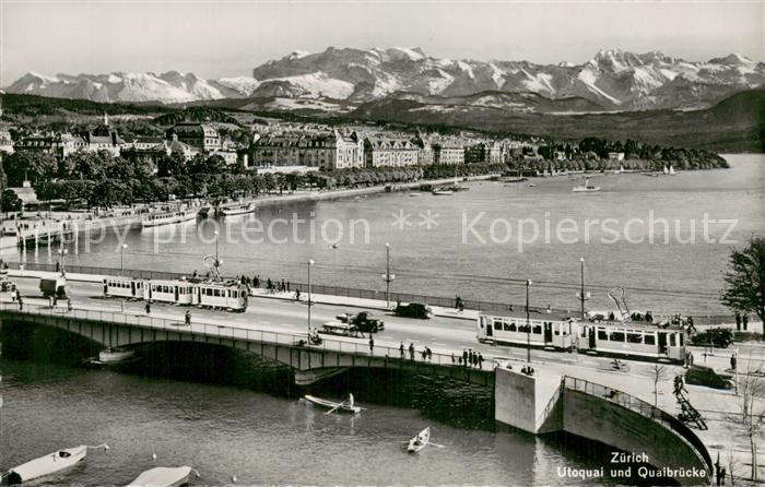 Strassenbahn Zuerich Utoquai und Quaibruecke