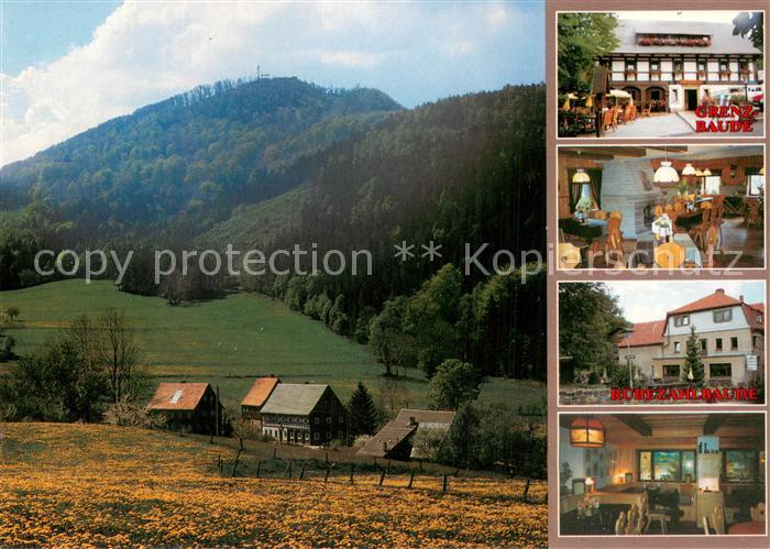 Waltersdorf Zittau Panorama Grenzbaude und Ruebezahlbaude Gaststuben