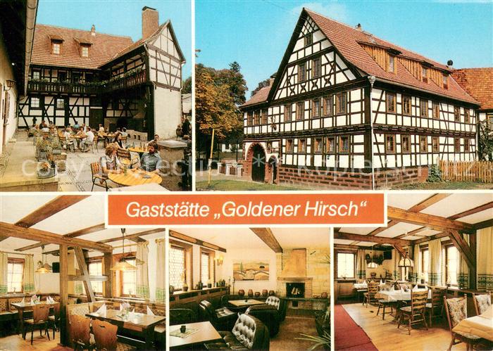 Neundorf Suhl Gaststaette Goldener Hirsch Biergarten Bierstube Kaminzimmer Resta