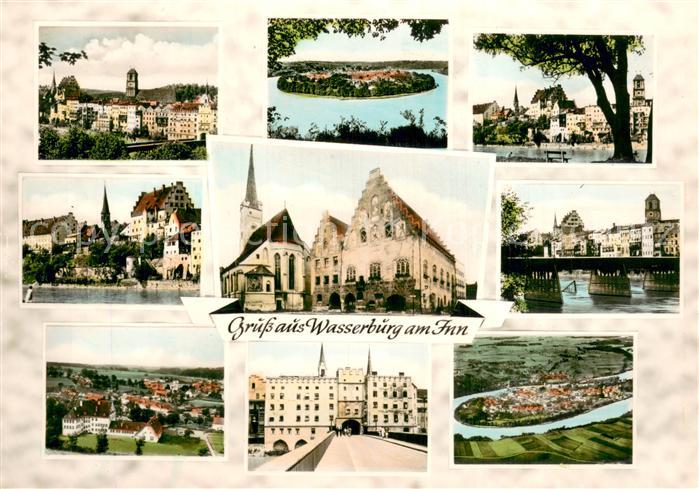 Wasserburg Inn Teilansichten Panorama Rathaus Kirche