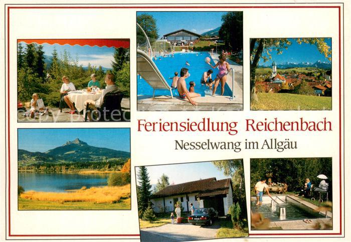 Nesselwang Allgaeu Bayern Feriensiedlung Reichenbach Garten Freibad Panorama Wa