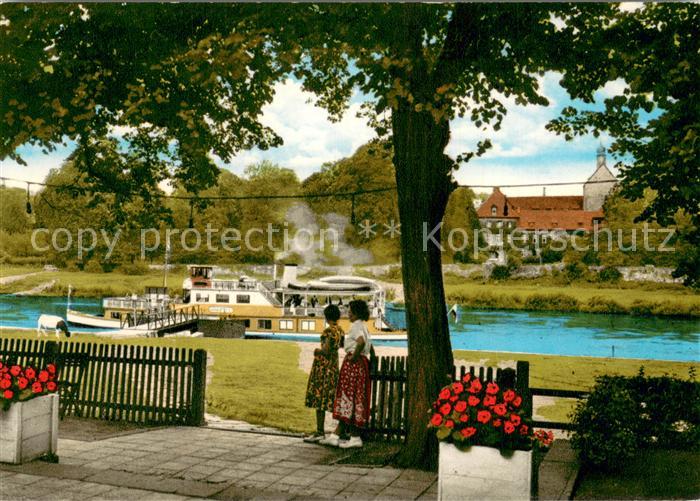 Grohnde Gast und Pensionhaus Grohnder Faehrhaus Kaffeegarten Weserblick