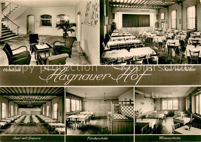 Hagnau Bodensee Hagnauer Hof Hotelhalle Saal mit Buehne und Empore Fischerstube