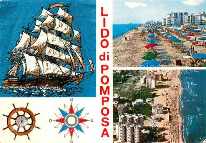 Lido di Pomposa Gross Segler Strandpartie Hotels Fliegeraufnahme