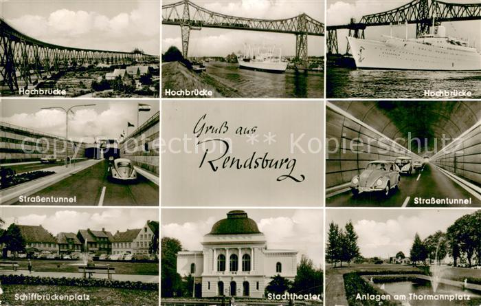 Rendsburg Schleswig-Holstein Hochbruecke Strassentunnel Thormannplatz Stadttheat