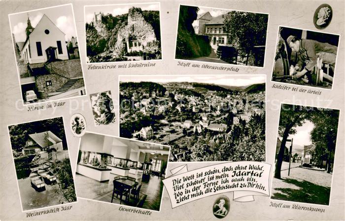 Idar-Oberstein Schleifer-bei-d. Arbeit Felsenkirche Schlossruine Gewerbehalle