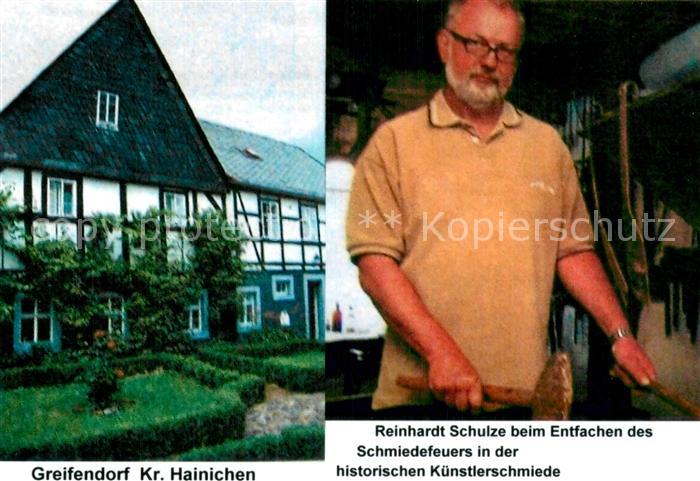 Greifendorf Reinhardt Schulze b. Entfachen d. Schmiedefeuers i. d. hist. Kuenstl