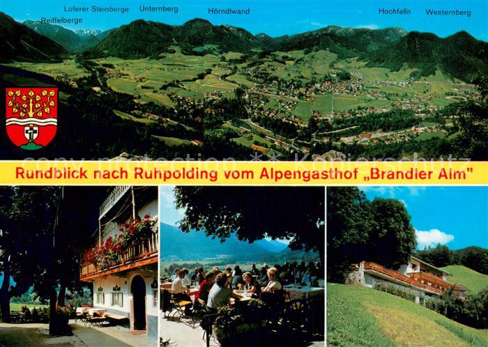 Ruhpolding Bayern Fliegeraufnahme Rundblick m. Alpengasthof Brandler-Alm