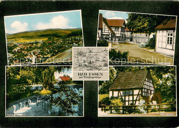 Bad Essen Karlsplatz Alte-Muehle Gesamtansicht-Stadt Schwanenteich