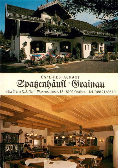 Grainau Restaurant-Cafe Spatzenhaeusl Innen- u. Aussenansicht