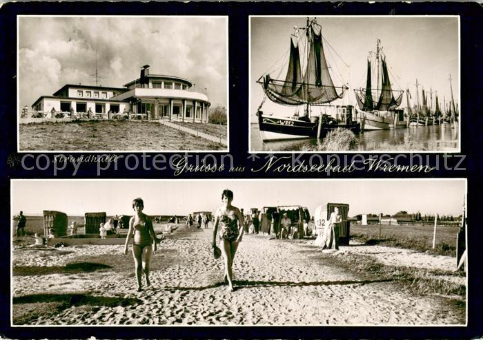 Wremen Strandhalle Segelschiffe Strandpartie