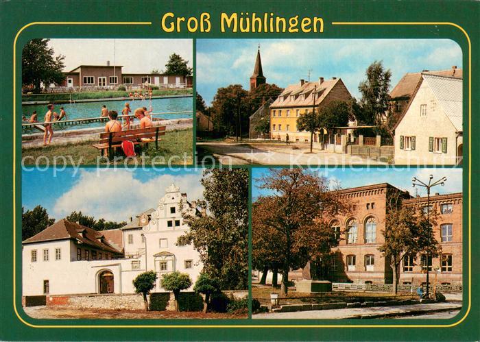 Grossmuehlingen Freibad Blick zur Kirche Renaissanceschloss Schule