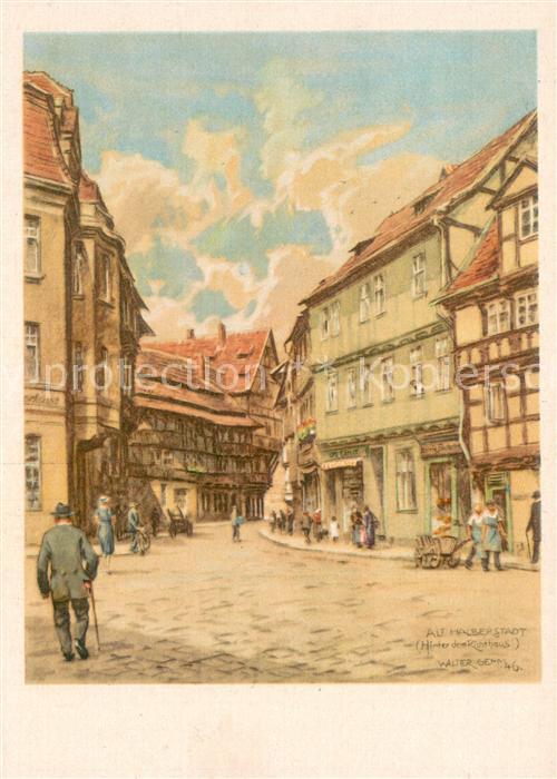 Alt Halberstadt Hinter dem Richthause Kuenstlerkarte