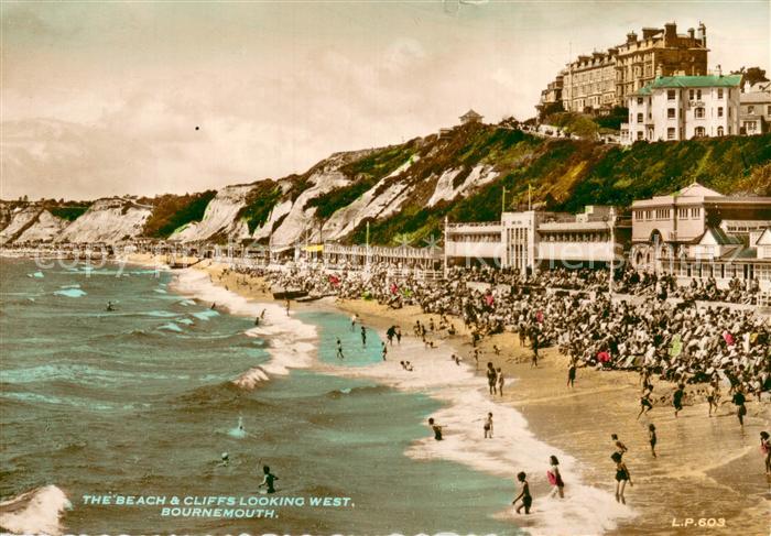 Bournemouth The Beach and Cliffs looking West