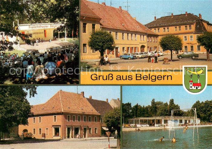 Belgern Elbe Freilichttheater Markt mit Post Volksbad Erlengrund