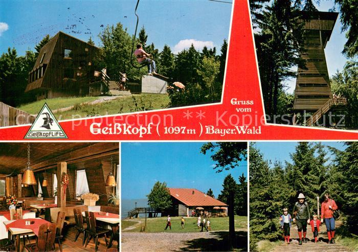 Bischofsmais Geisskopfhuette Gaststube Aussichtsturm Sessellift Wanderweg
