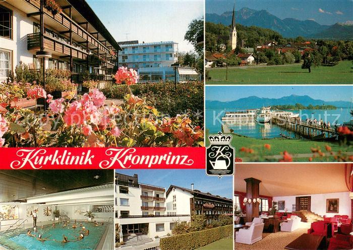 Prien Chiemsee Kurklinik Kronprinz Hallenbad Panorama Schiffsanleger Gastraeume