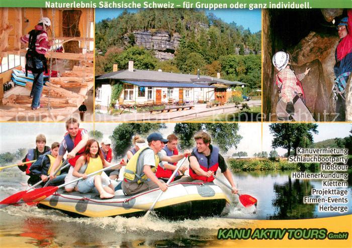 Saechsische Schweiz Flossbau Schlauchbootpartie Grotte
