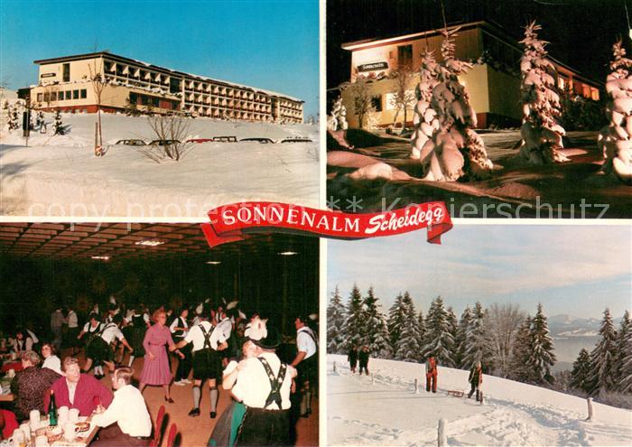 Scheidegg Allgaeu Sonnenalm Kurklinik Winterpanorama Speise und Tanzsaal