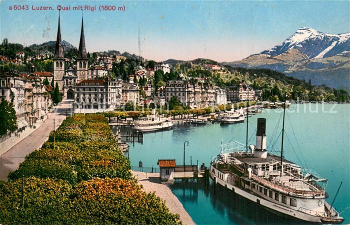 Dampfer Binnenschifffahrt Luzern Quai mit Rigi