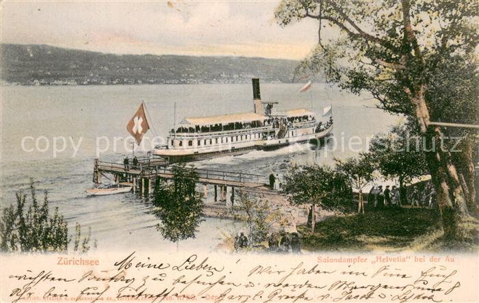 Dampfer Seitenrad Zuerichsee Helvetia Station bei der Au
